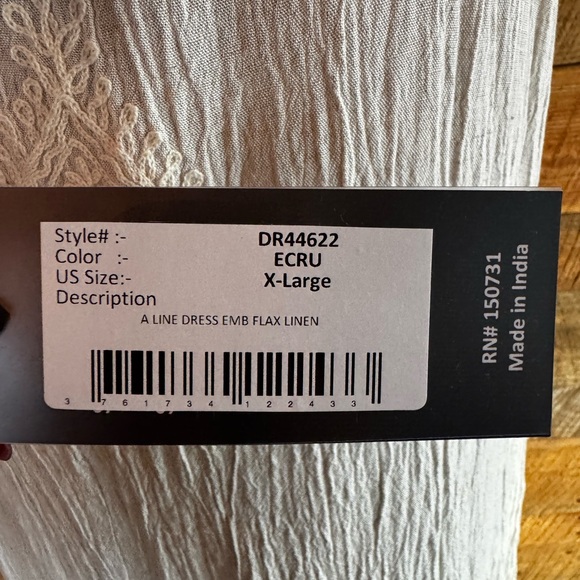 Linen Full Length Embroidered Dress NWT Size XL - Picture 8 of 8